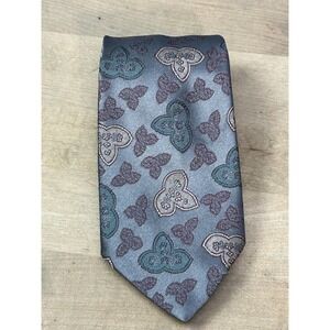 The Men's Store Tie Mens One Size Gray Geometric Jacquard Polyester Silk Necktie